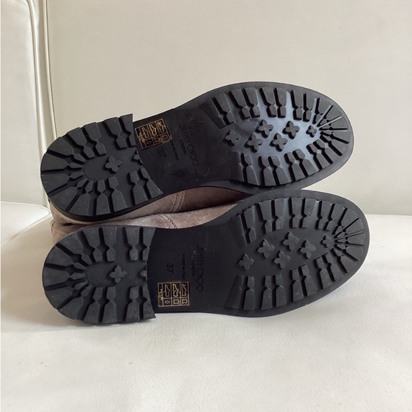 Jimmy Choo Suede Opal Grey Mid-Calf Moto Boots faux peal Multistrap Closure 7 - Picture 6 of 7